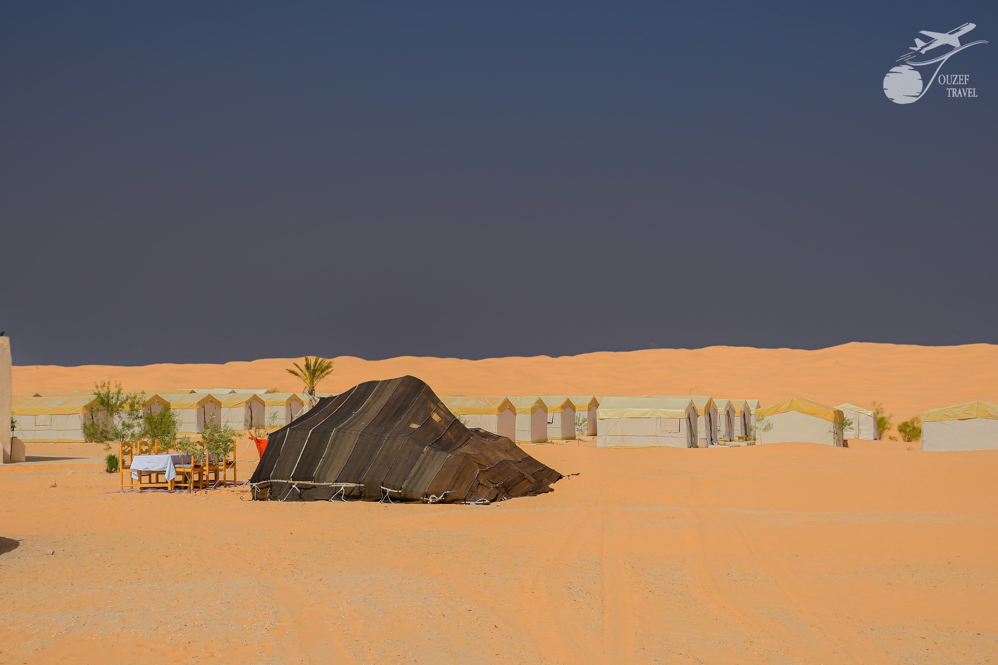 Traditional desert camp at Ksar Ghilane during the 2-day Djerba Sahara Tour